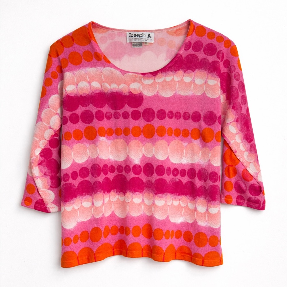🧡💖 Joseph A Y2K Psychedelic Dot Top Pink Orange Mod Print Size XL
